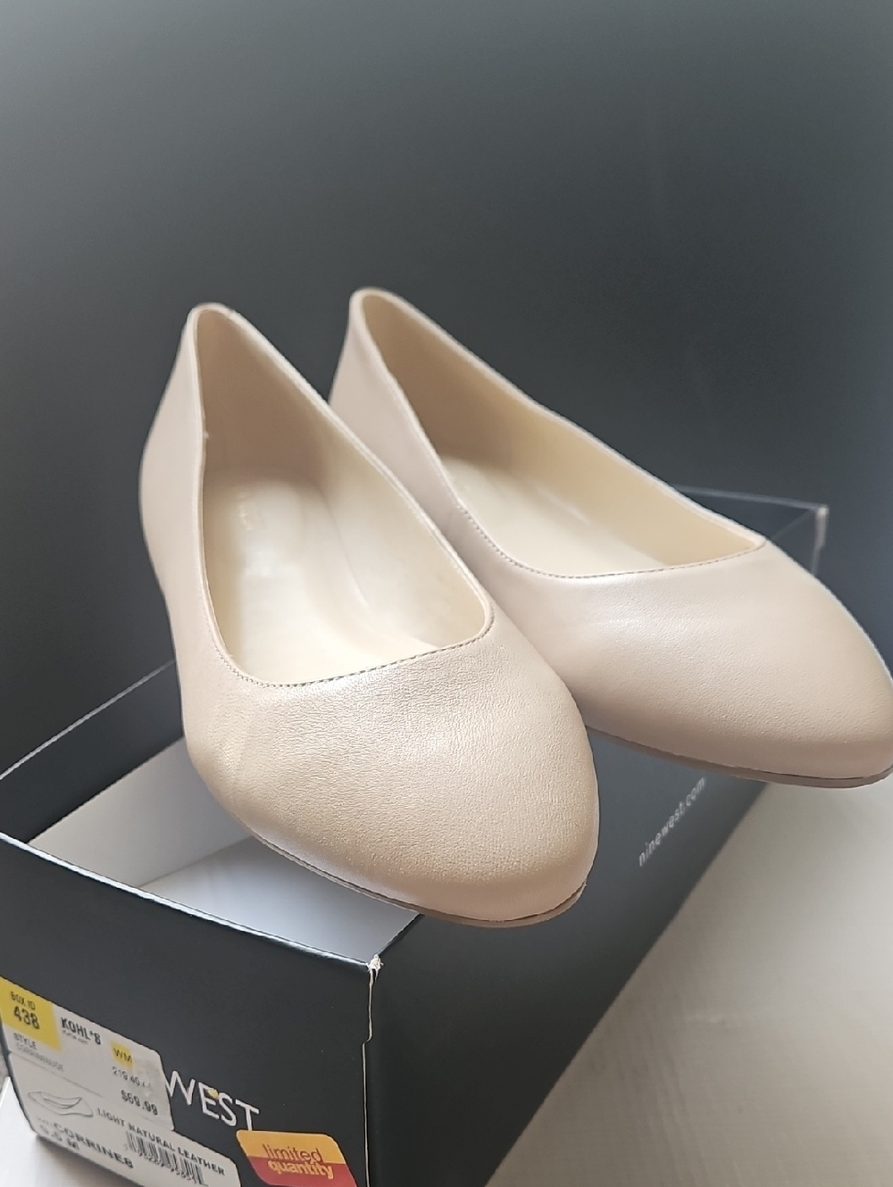 Nine West Light Beige Leather Ballet Flats